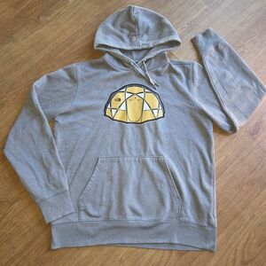 The North Face Gray Hoodie with Yellow Dome Graphic
